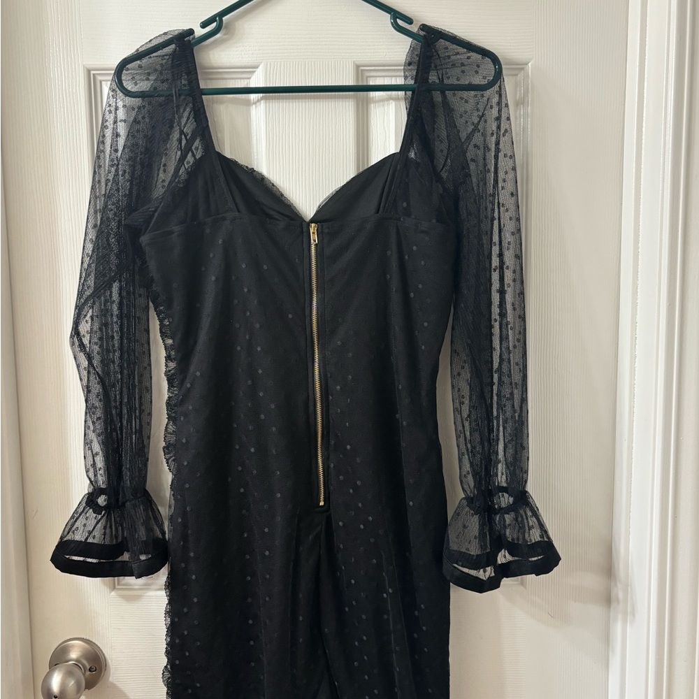 Haute Monde Black Mesh Sleeve Dress